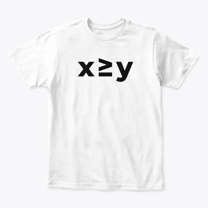 x is greater than or equal to y