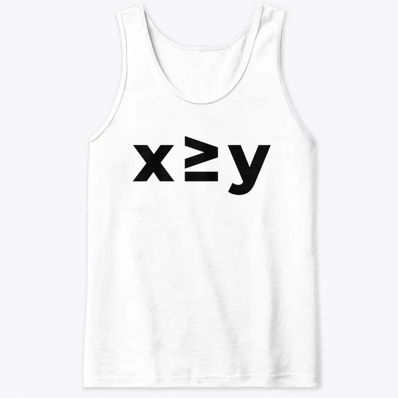 x is greater than or equal to y